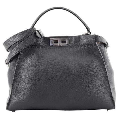 fendi leather flap canvas handbag